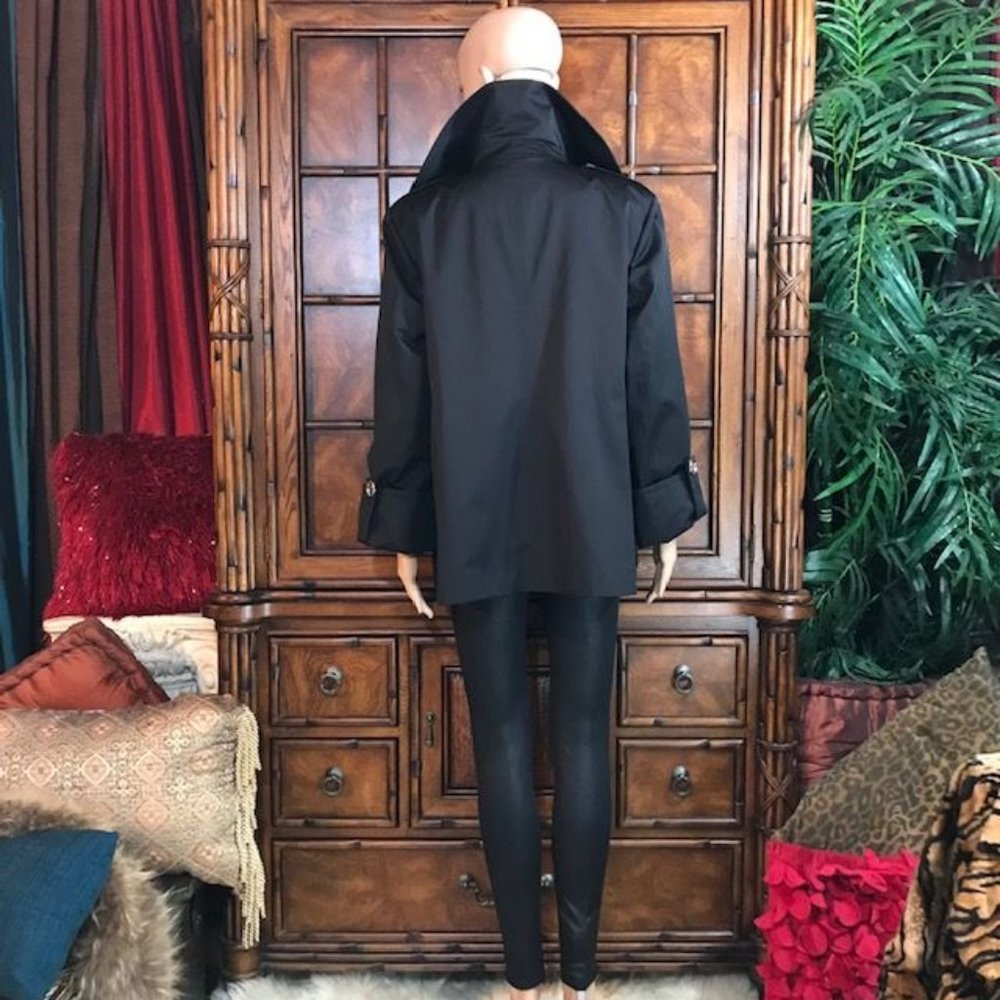 Anne Klein Black Milano Nights Cotton Blend Pea Coat - Picture 6 of 13